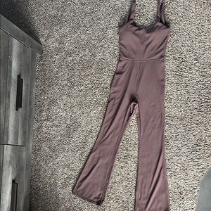 Sleeveless Flare-Leg Jumpsuit in Mocha